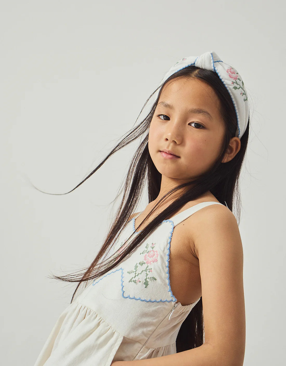 Primrose Crosstitch Headband With Picoting