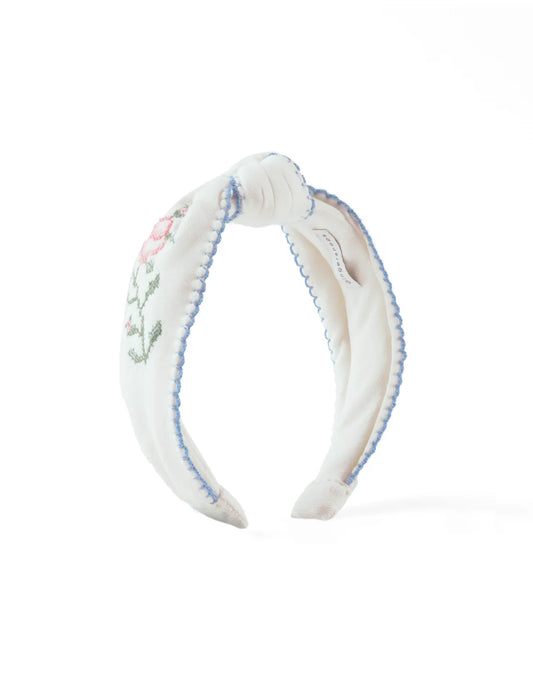 Primrose Crosstitch Headband With Picoting