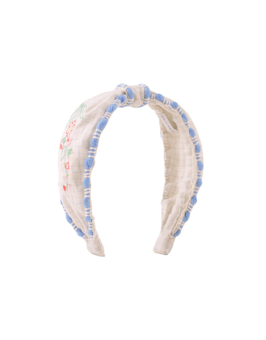 Delta Center Knot Headband With Embroidery