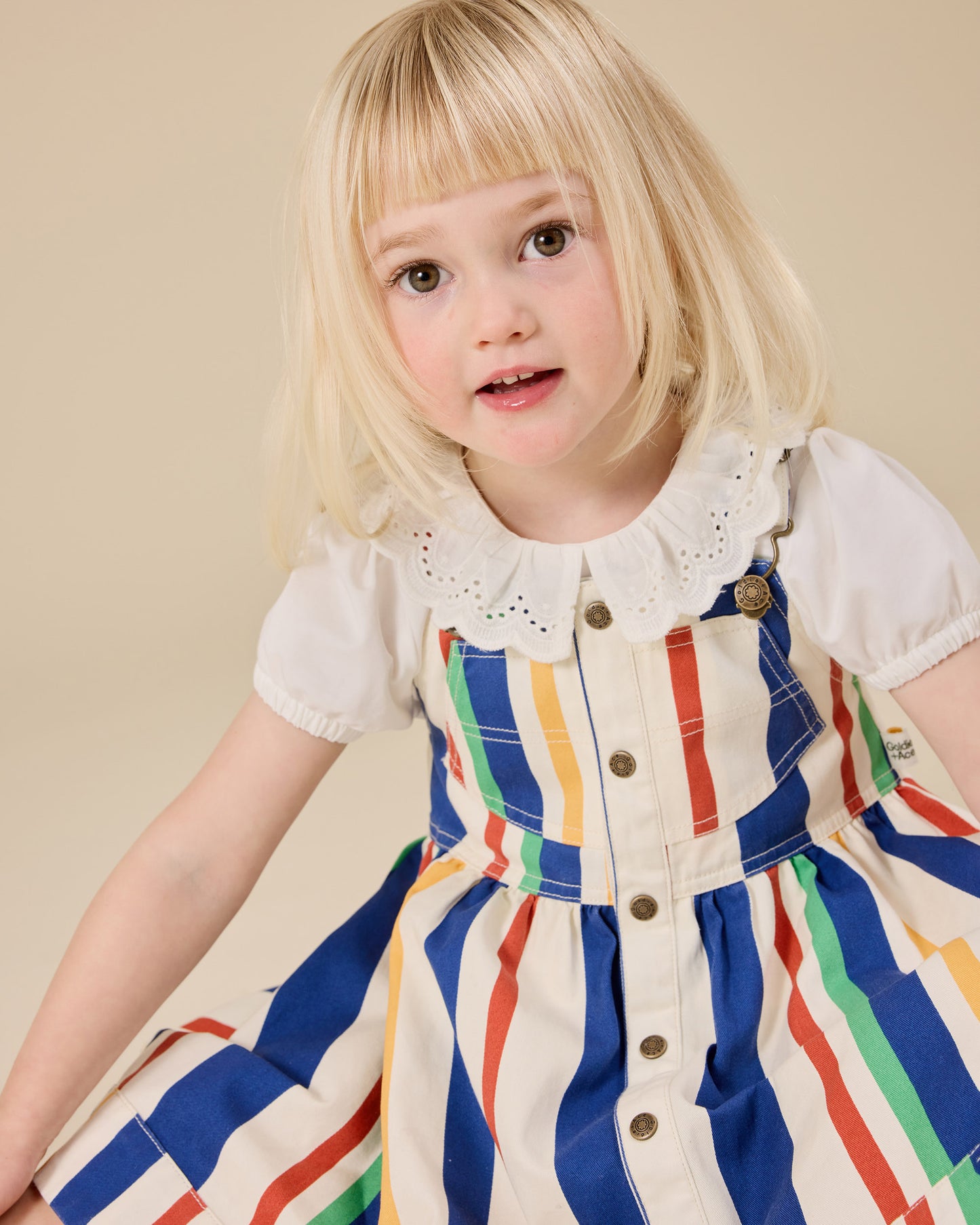 90's Bold Stripe Heidi Denim Pinafore Dress