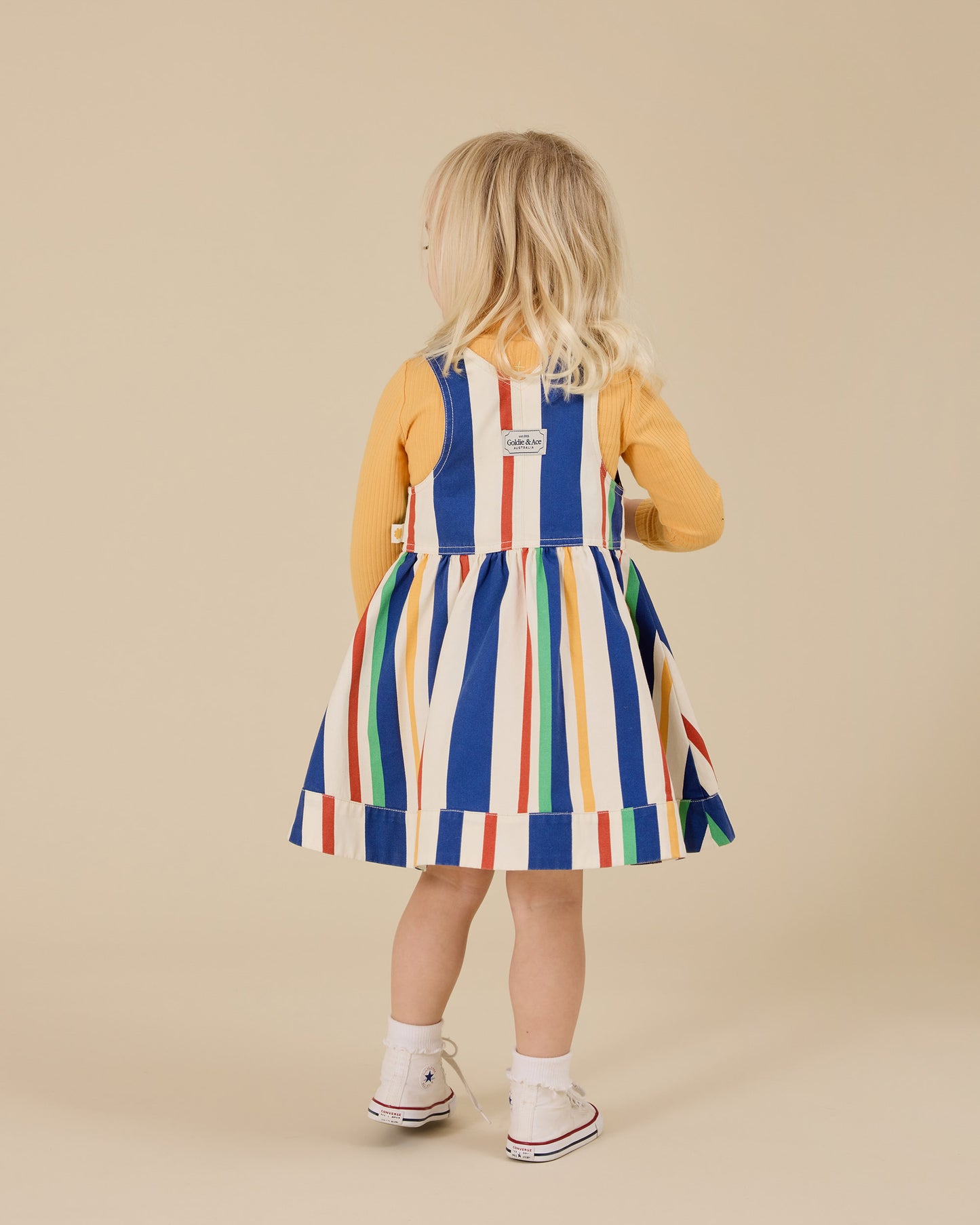 90's Bold Stripe Heidi Denim Pinafore Dress