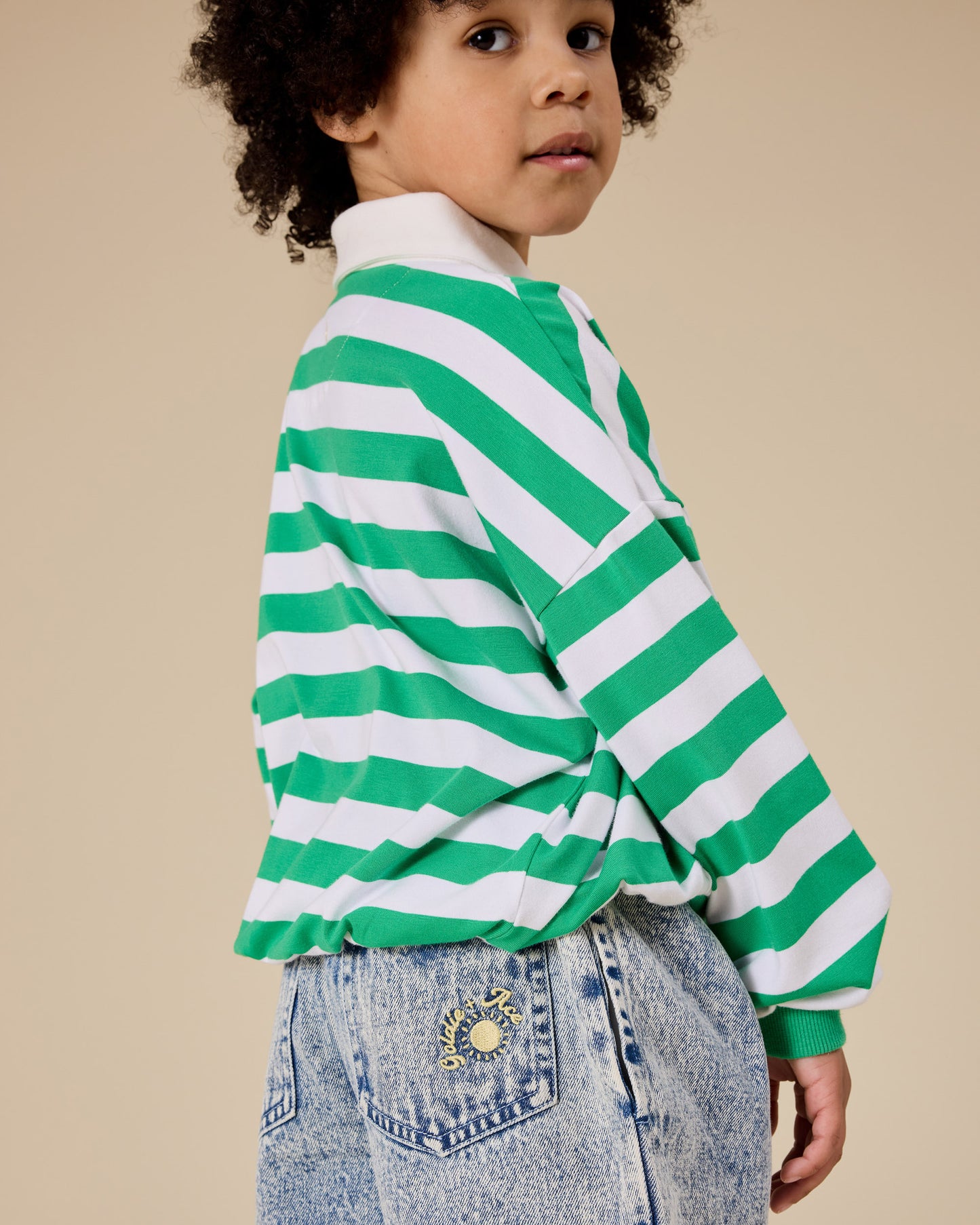 Wide Stripe Relaxed Rugby Sweat Top