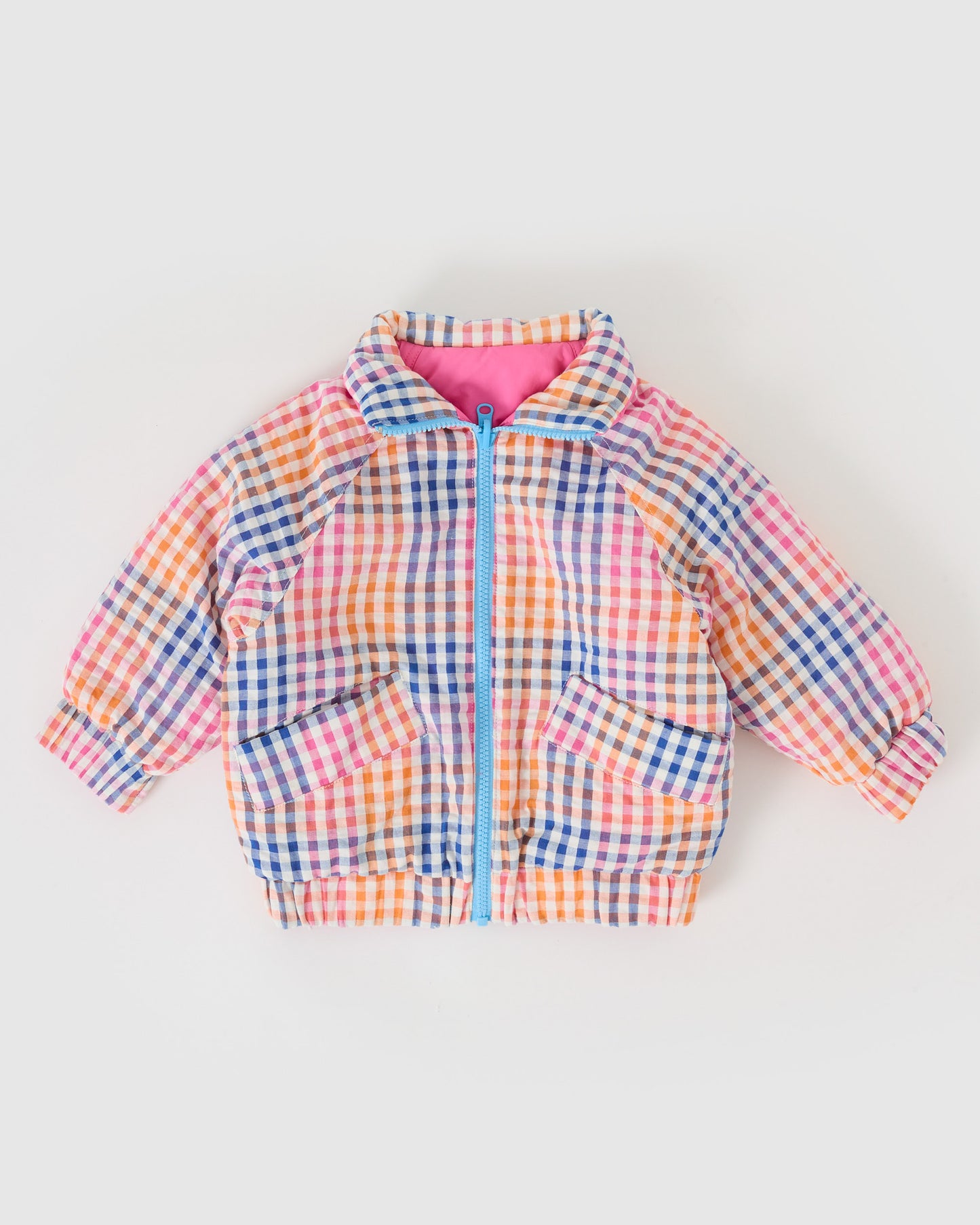 Rainbow Gingham Reversible Puffer Jacket