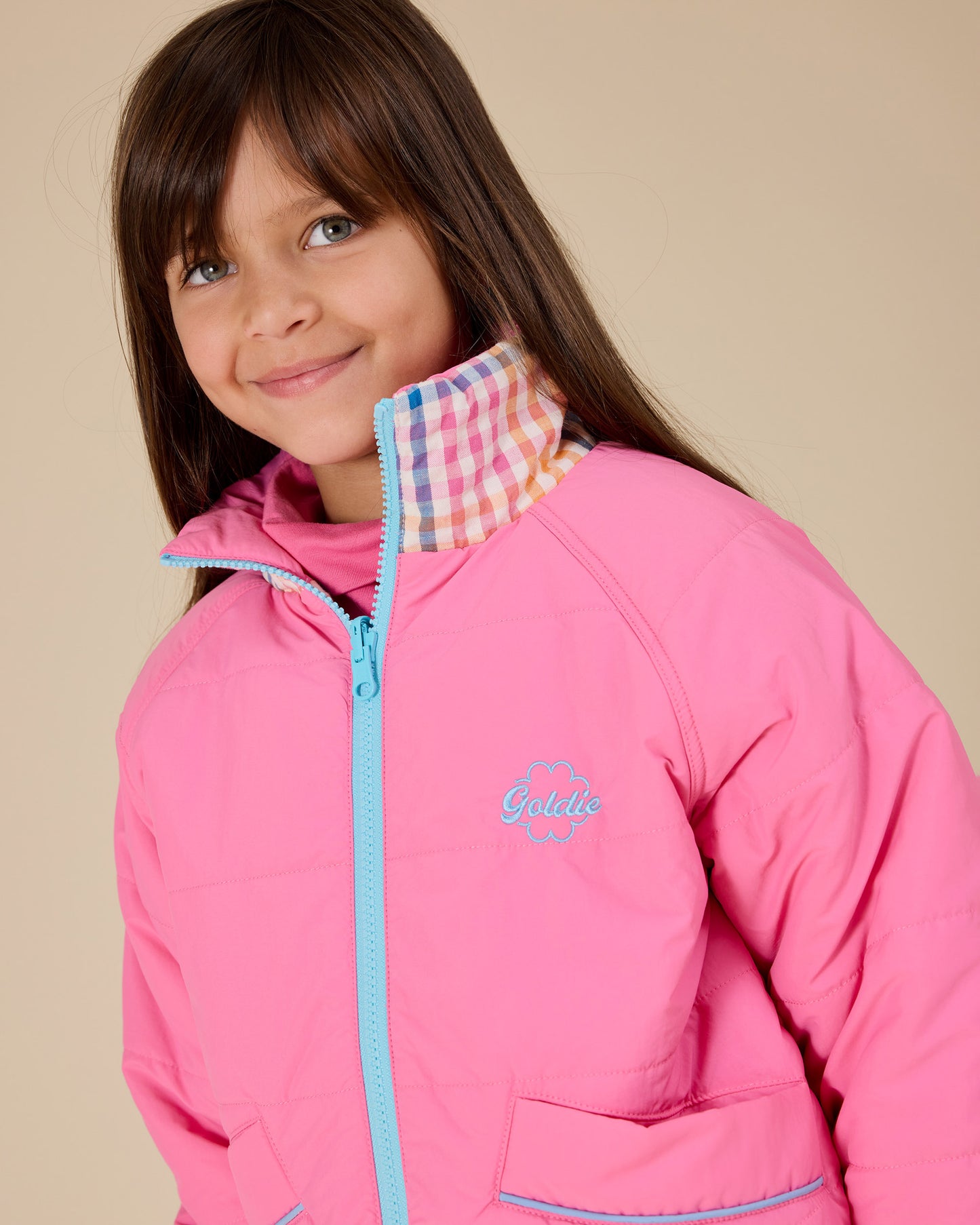 Rainbow Gingham Reversible Puffer Jacket