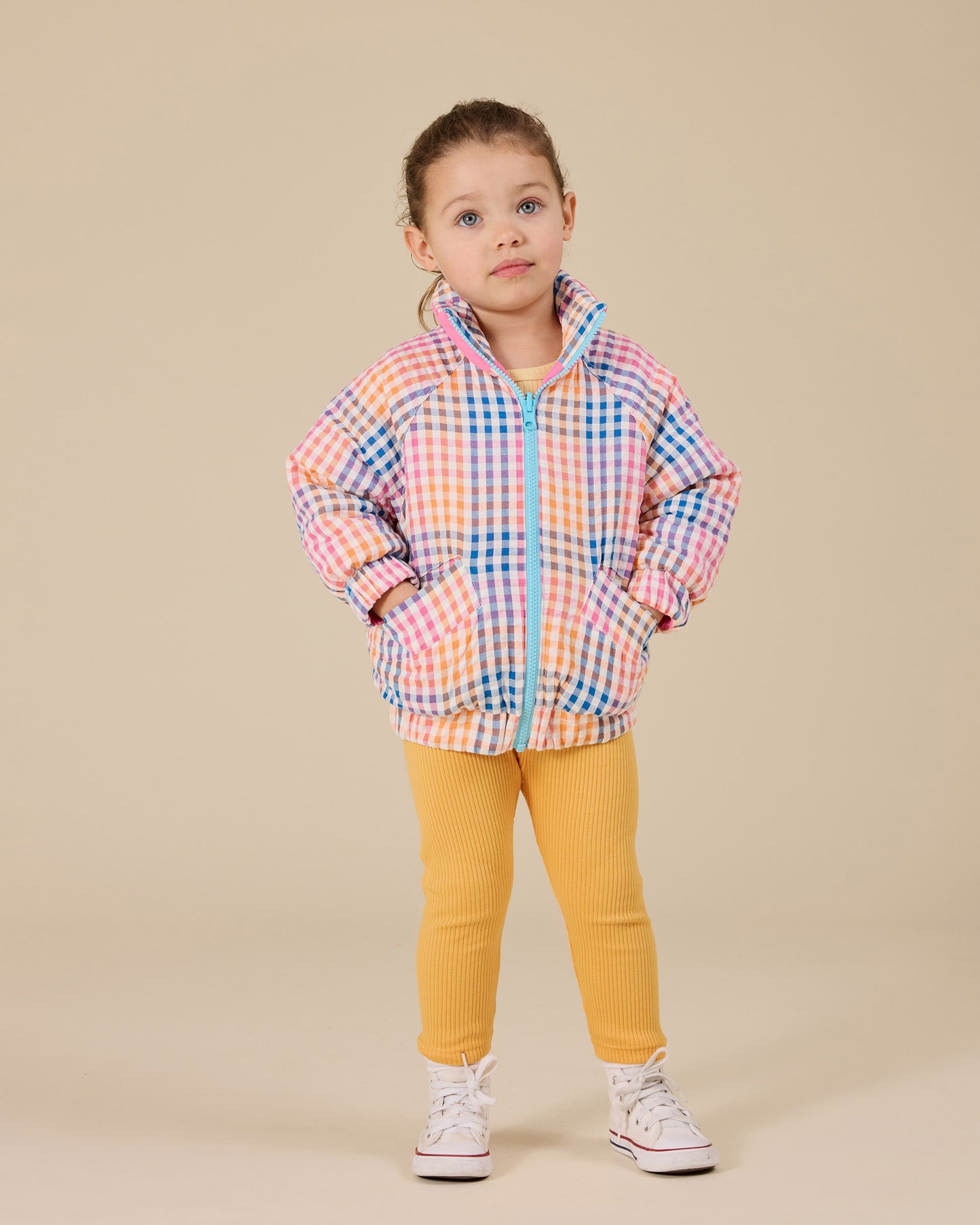 Rainbow Gingham Reversible Puffer Jacket