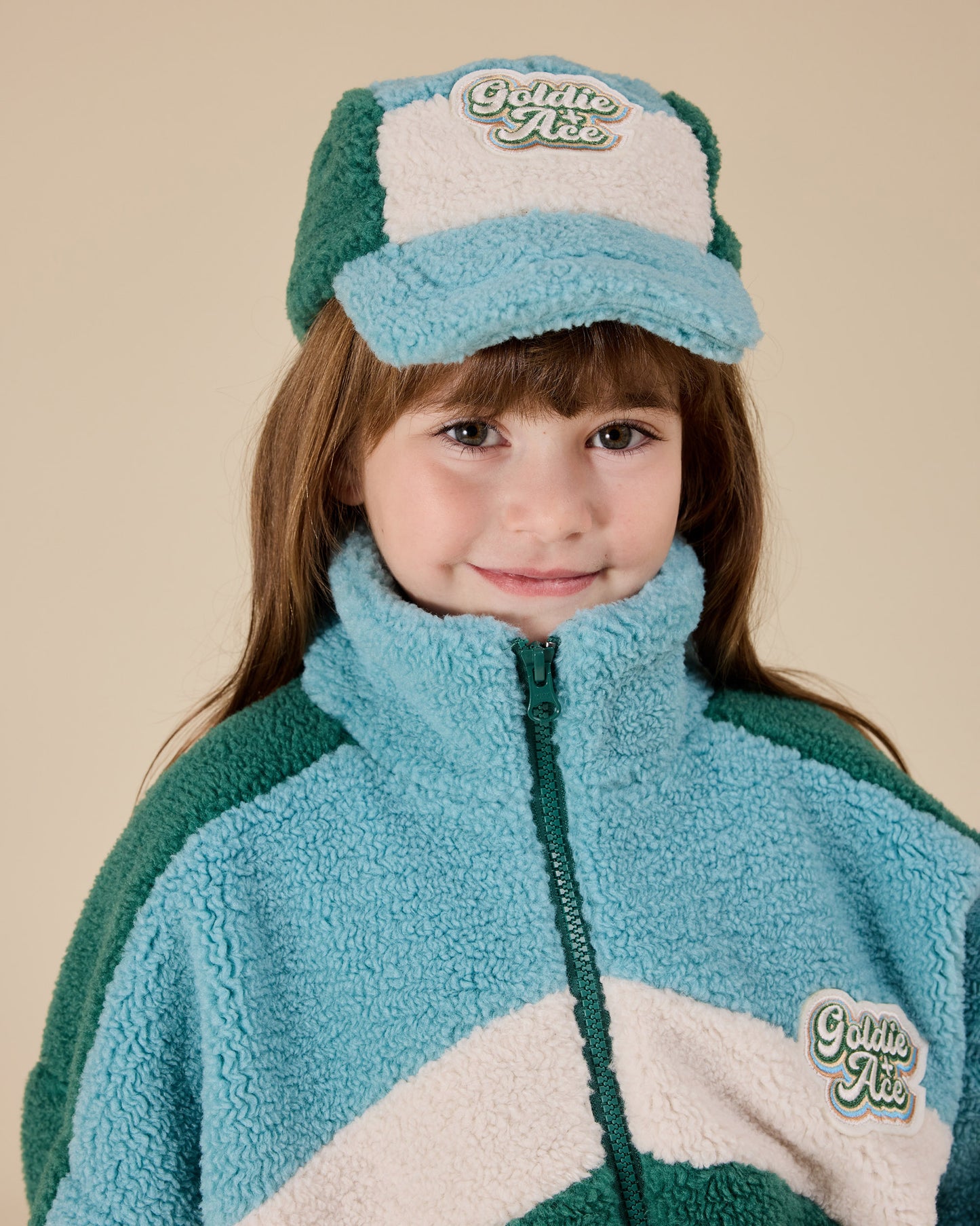 Frankie Sherpa Jacket Teal/Cream/Dark Jade