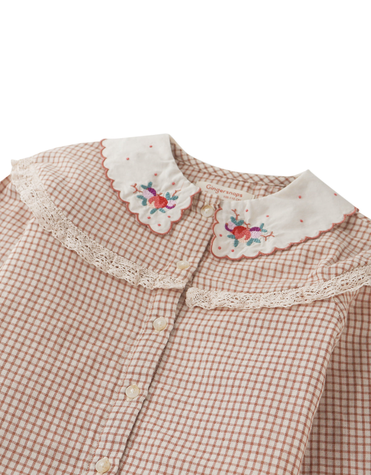 Bernadette Long Sleeve Shirt with Embroidered Collar