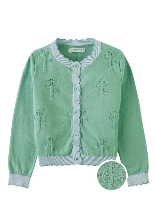 Natalie Cardigan with Scalloped Ribbed Edges