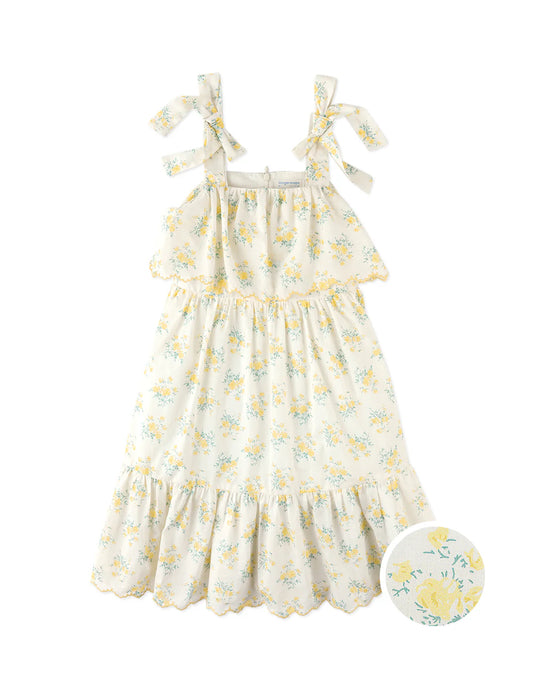 Katie Sundress with Bow Tie Straps & Embroidery