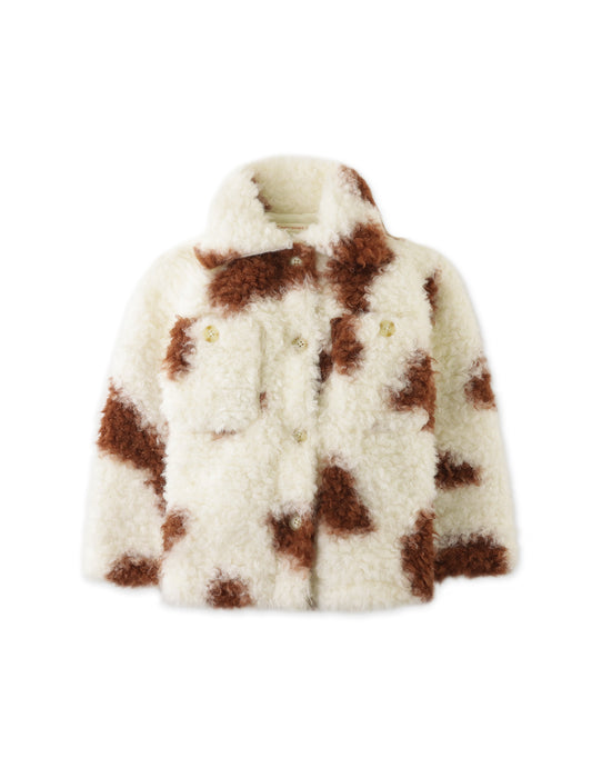 Cow Print Sherpa Jacket