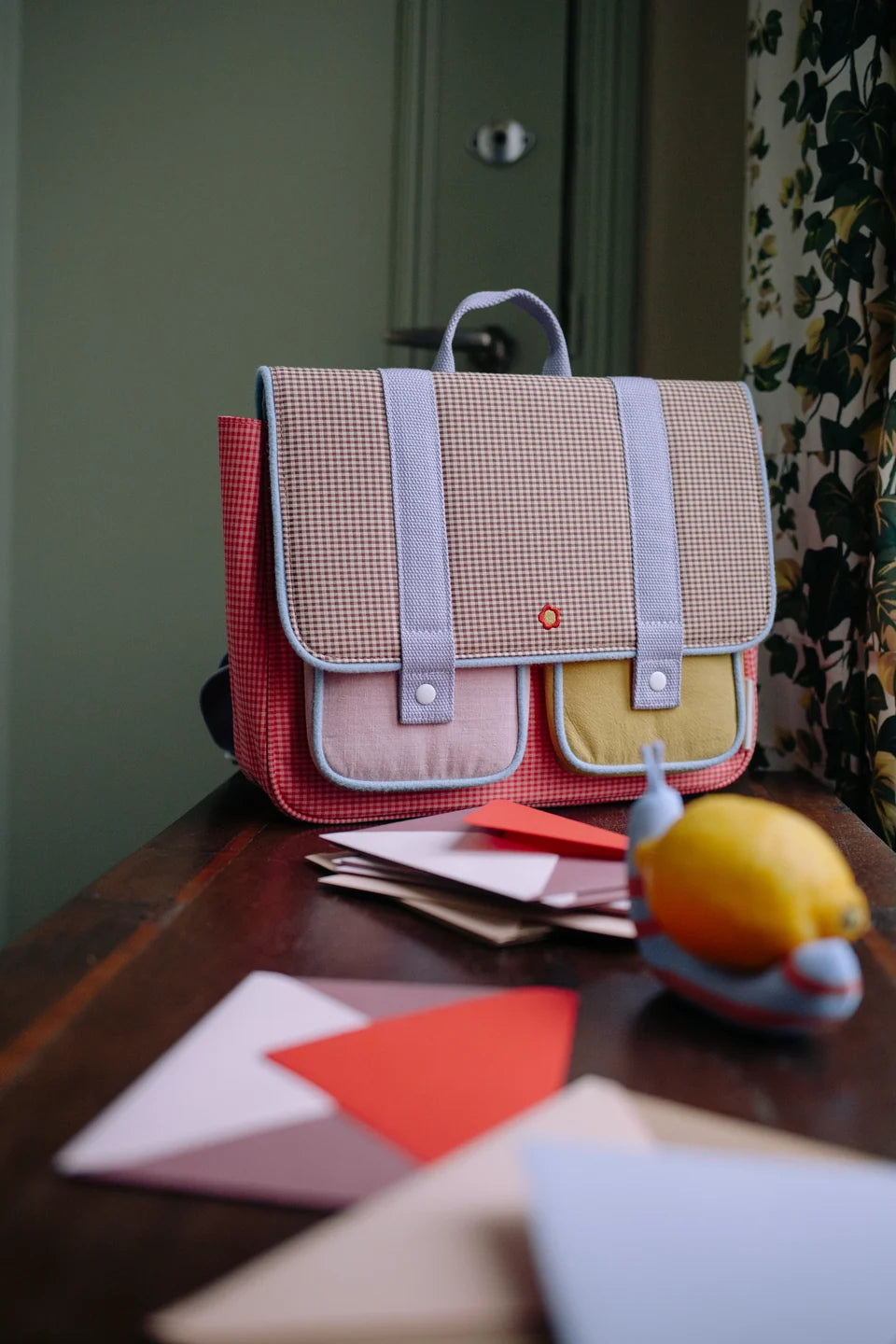 Schoolbag • lemon tree • gingham flower + rose