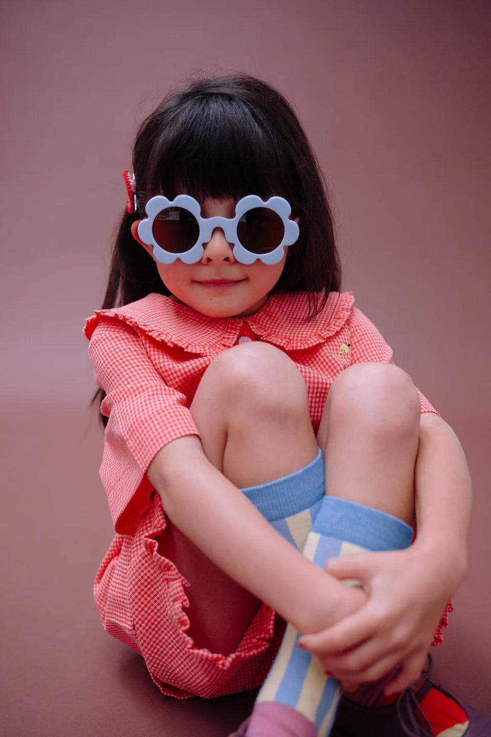 sunglasses | flower | cloud blue + rosebay pink