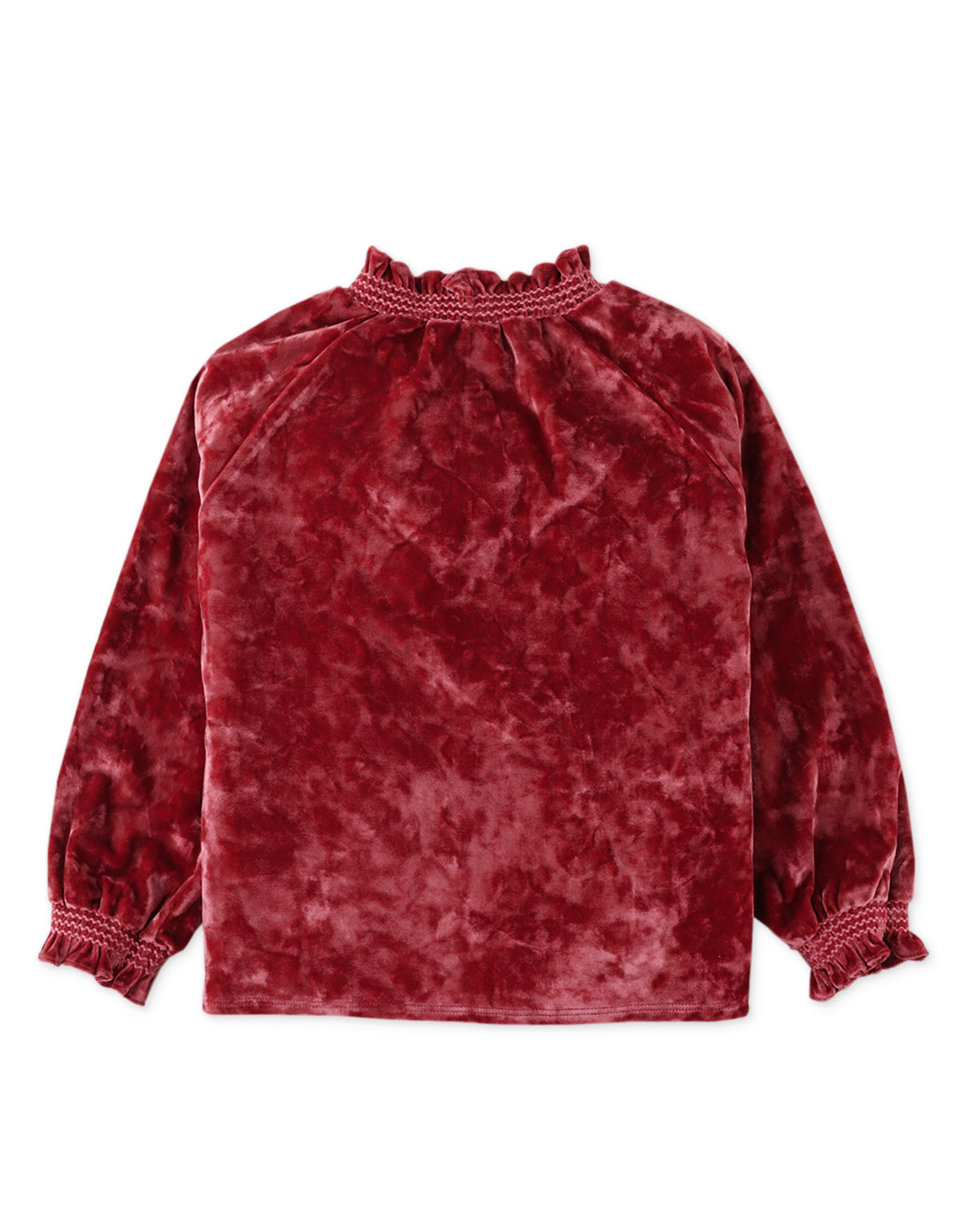 Velvet Top With Smocked Embroidery