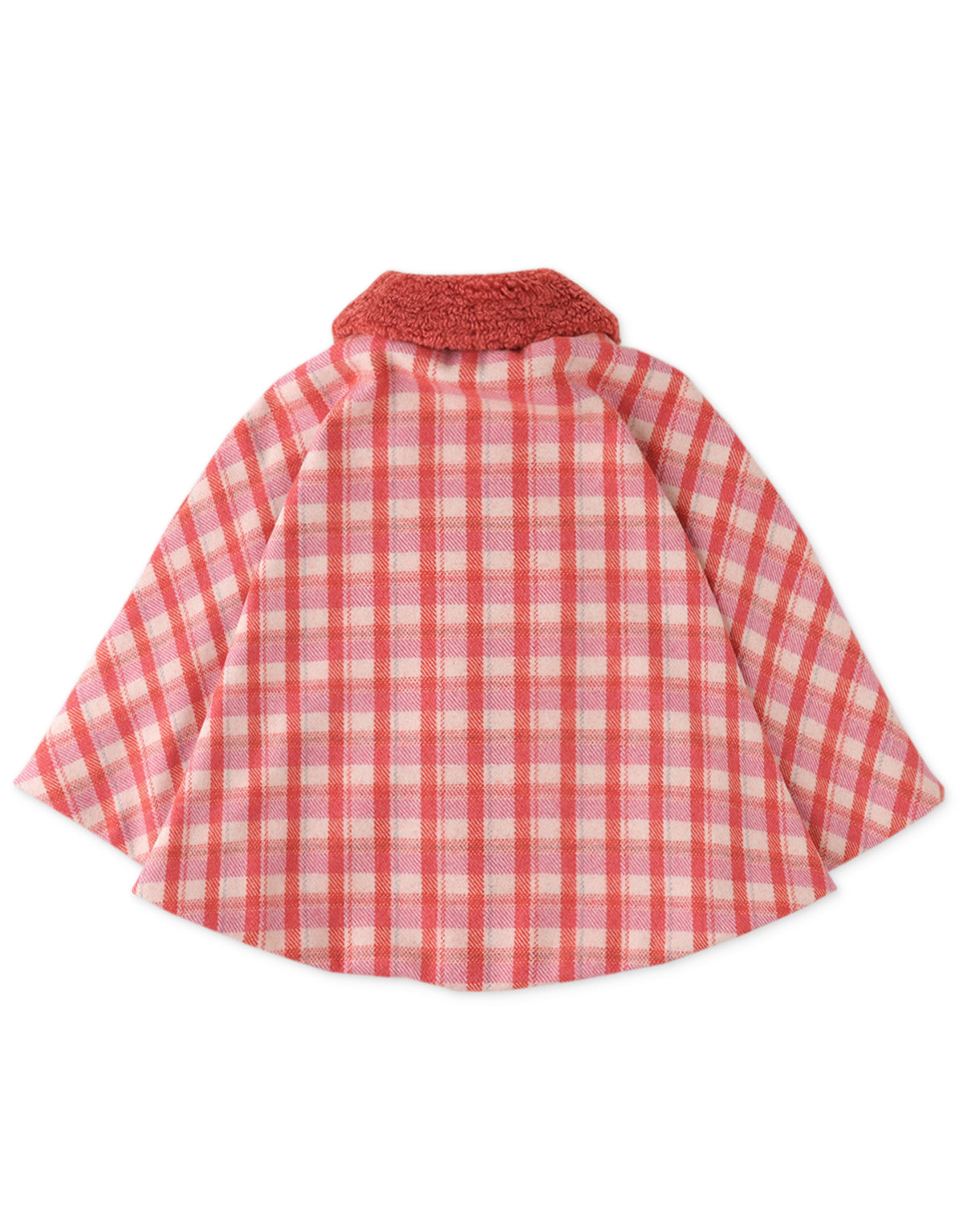 Plaid Wool Cape With Collar