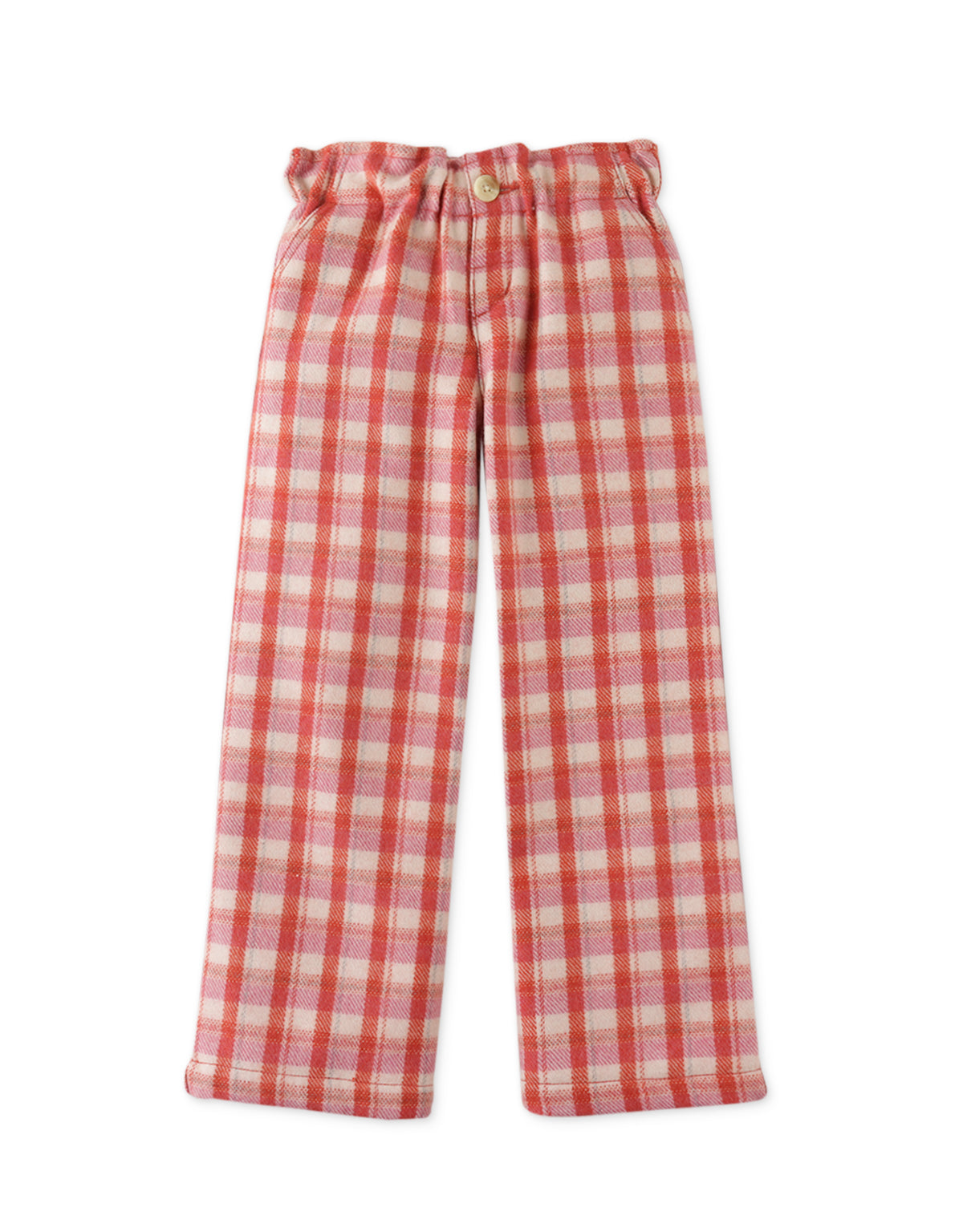 Straight Wide Leg Pullon Checkered Pants