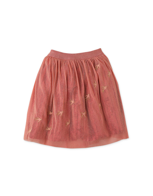 Shirred Skirt With  Overlay