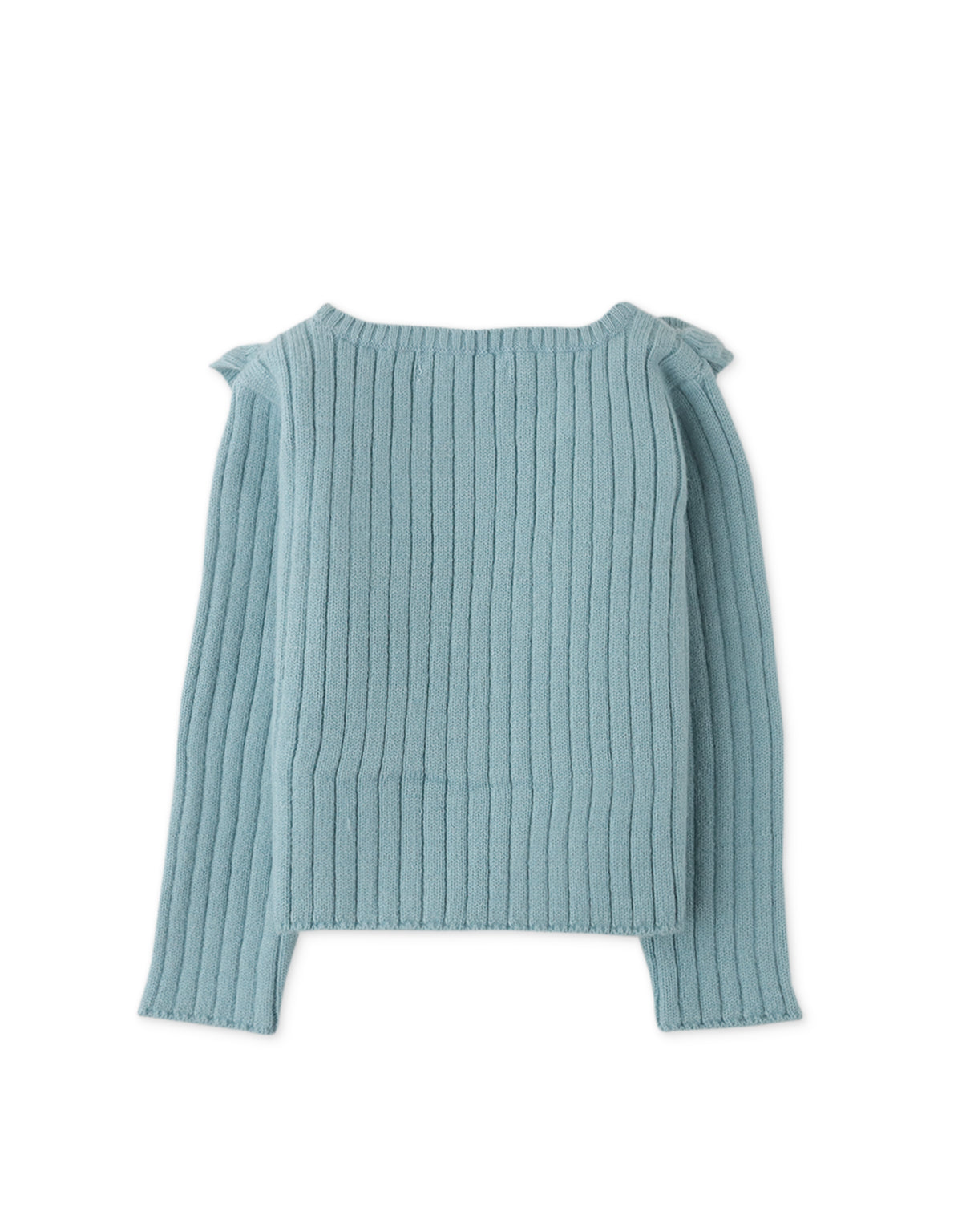 Knitted Rib Tee With Ruffles