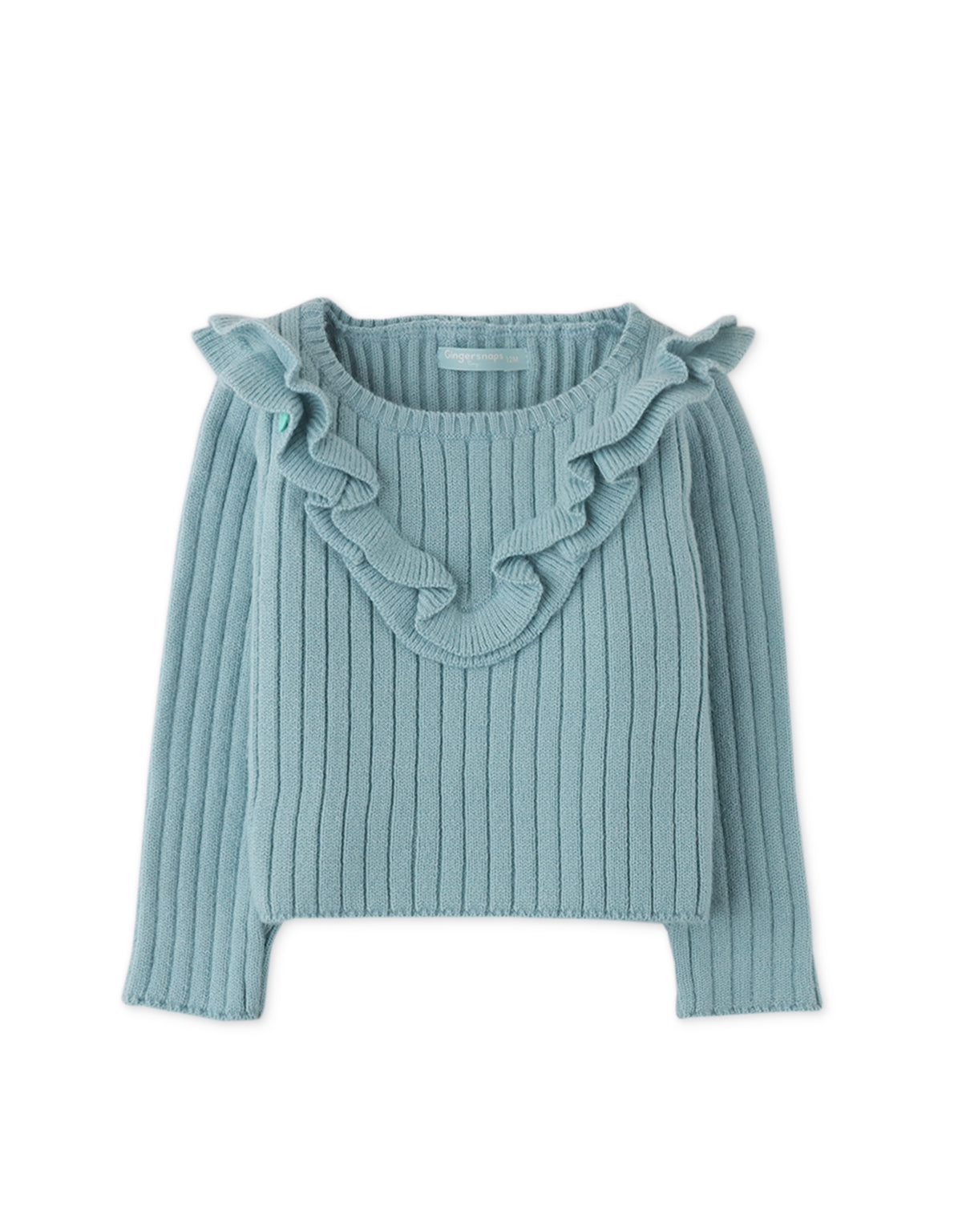 Knitted Rib Tee With Ruffles