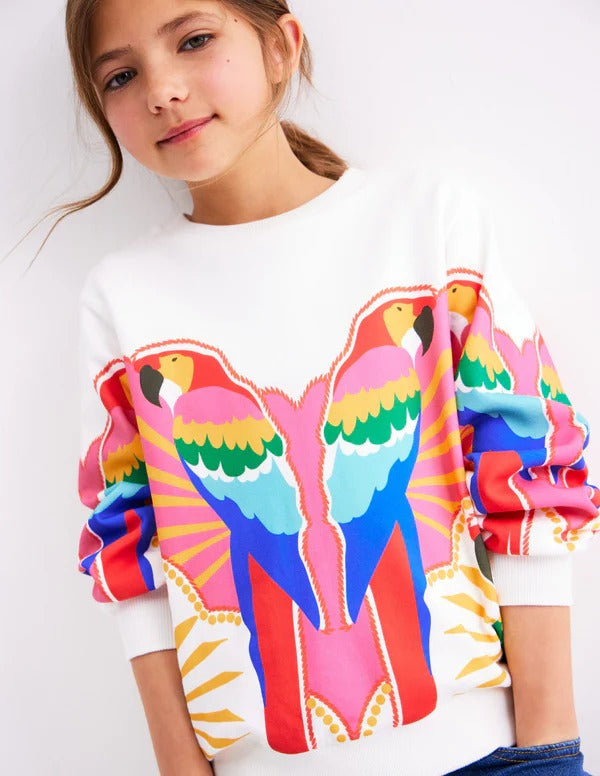 Printed Relaxed Sweatshirt-Multi Parrot