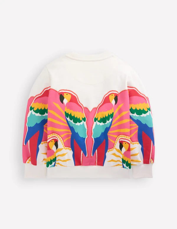 Printed Relaxed Sweatshirt-Multi Parrot