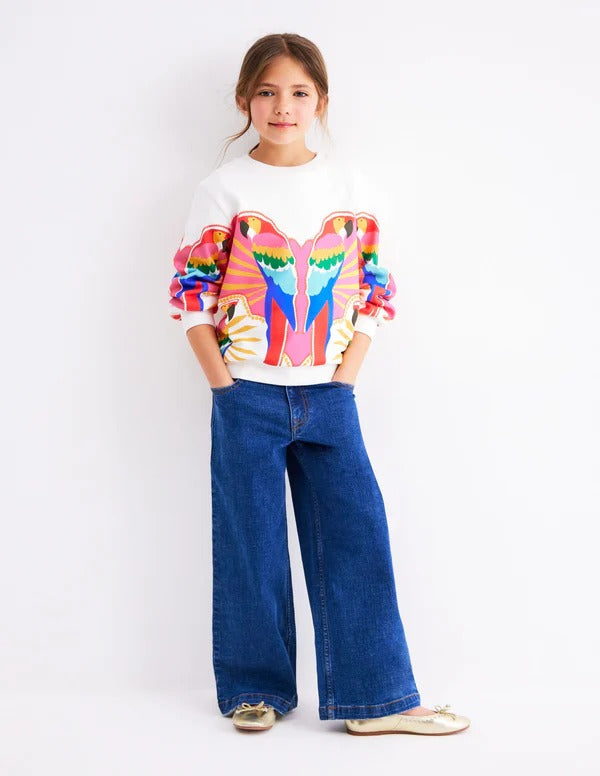 Printed Relaxed Sweatshirt-Multi Parrot