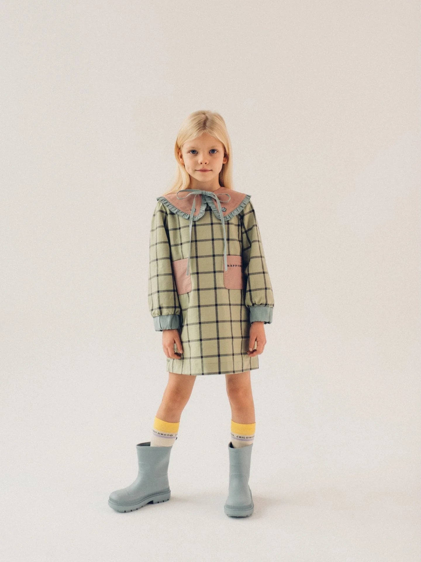 Cotton Plaid Dress - Misty Green