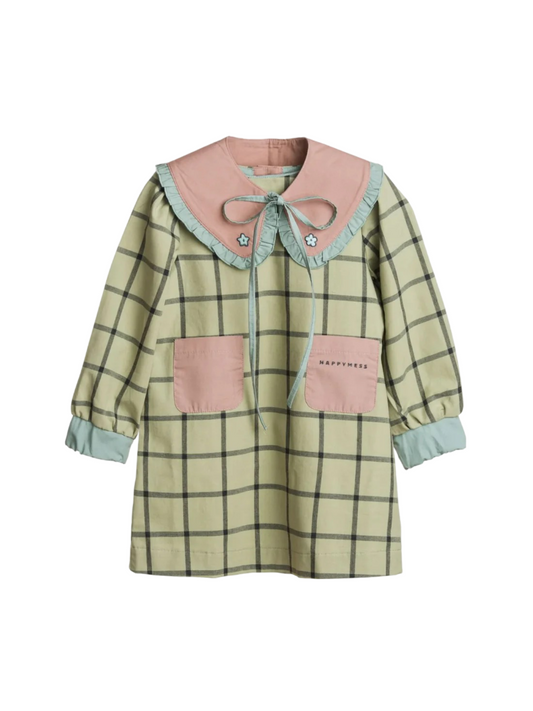 Cotton Plaid Dress - Misty Green