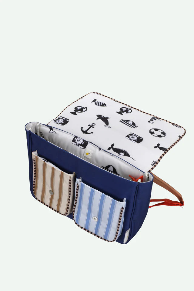 school bag | jane beige + ned blue