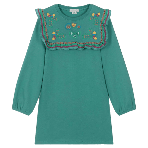 Stella Kids Green Embroidered Dress