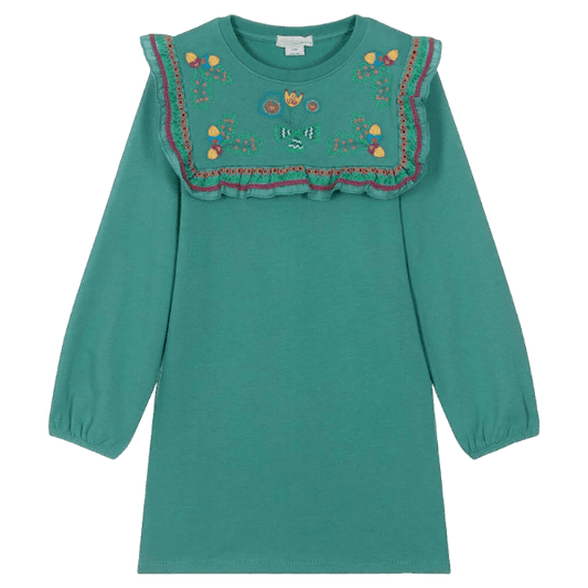 Stella Kids Green Embroidered Dress